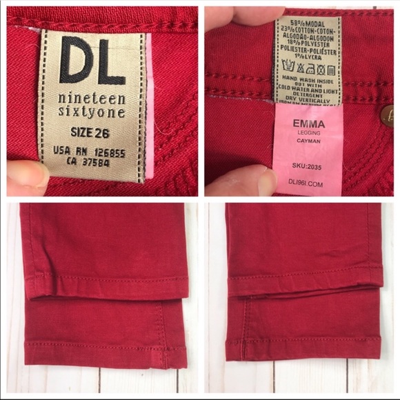 DL1961 Emma Legging Ankle Skinny Jeans Red 26 - Picture 7 of 8